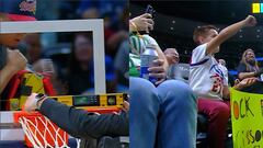 El pívot de los Nuggets se pone a jugar al piedra, papel o tijera tras la rotura del aro