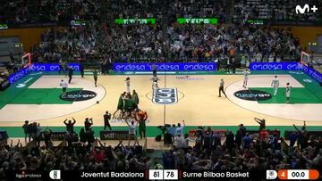Locura en Badalona sobre la bocina: ¡triple imposible desde 25 metros para ganar!