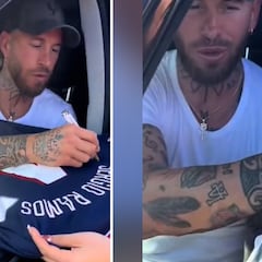 Sergio Ramos aparta una camiseta del Real Madrid para no firmarla