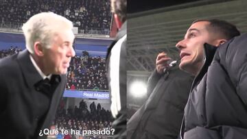 Una cámara dentro del banquillo del Madrid capta este momento fraternal entre Ancelotti y Rodrygo