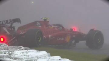 La secuencia del accidente de Carlos Sainz: aquaplaning y el peligro en pista