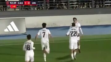 Y tras marcar con el primer equipo, esto: la sobrada de gol de Arribas con el Castilla