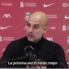 Guardiola confiesa lo que le tiraron desde la grada de Anfield: “Esta vez no me dieron”