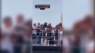 La sonrojante secuencia de Arturo Vidal &perjudicado* en la celebraci車n de Flamengo