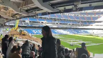 Las obras del Bernabéu, a pleno rendimiento: vean uno de los fondos en plena visita de turistas