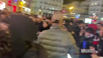 Disturbios en la Puerta del Sol de Madrid tras la victoria de Marruecos