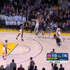 La canasta sobre la bocina de los Pistons ante los Warriors tras el empate de Thompson