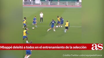 Fantástica jugada de Mbappé en el entrenamiento de la selección francesa 