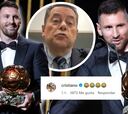 Las risas de Cristiano con el discurso de Roncero sobre el octavo Balón de Oro de Messi