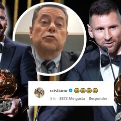 Las risas de Cristiano con el discurso de Roncero sobre el octavo Balón de Oro de Messi