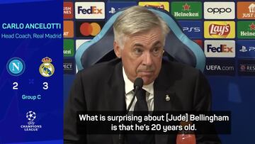 Ancelotti sorprendido por la corta edad de Bellingham y su actuación