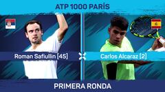 Resumen del Safiullin vs Alcaraz, tercera ronda del Masters 1.000 de París
