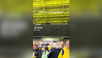 Indignaci車n con la afici車n griega durante el Villarreal - Panathinaikos: cortes de mangas, escupitajos...