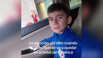 La viral reacción de un niño al enterarse que se hospedará en el mismo hotel que el América