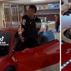 Militao triunfa en las redes con su espectacular Ferrari saliendo de un restaurante de Madrid