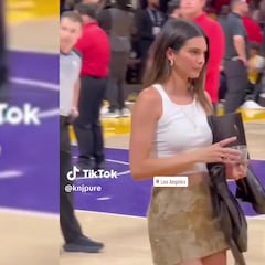 Las imágenes de Kendall Jenner y Bad Bunny en el partido de Lakers: tendencia en EEUU y España