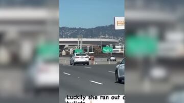 Una mujer desnuda desata el caos en una autopista: saca una pistola y se pone a disparar