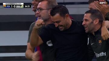 La celebración de Xavi tras el 2-0 que está siendo muy comentada en redes