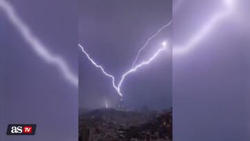 Watch spectacular lightning strike on clock tower in Saudi Arabia