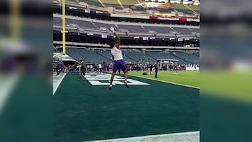 Vikings - Eagles: La exhibición de Justin Jefferson en el calentamiento