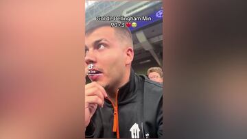 Poesía madridista: un tiktoker culé en el Bernabéu y llega el gol de Bellingham en el 94