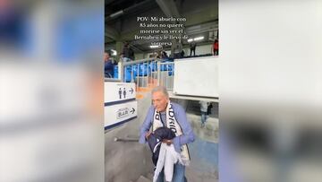 Esto es el Madrid: hasta Bellingham comentó este vídeo viral de una nieta y su abuelo en el nuevo Bernabéu