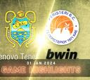 Resumen del Tenerife vs Peristeri, jornada 2 de la fase de ganadores de la Basketball Champions League