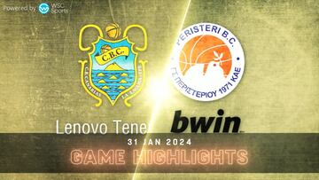 Resumen del Tenerife vs Peristeri, jornada 2 de la fase de ganadores de la Basketball Champions League