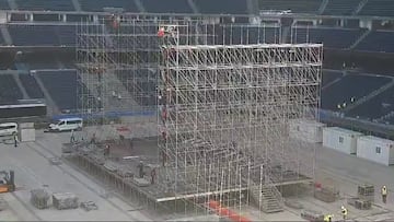Comienzan a montar el escenario del primer concierto en el Bernab¨¦u y luce imponente