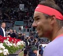 El momento en el que Nadal en medio del partido se acuerda del Madrid