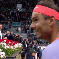 El momento en el que Nadal en medio del partido se acuerda del Madrid