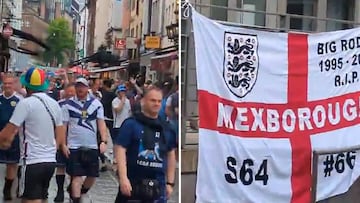 Unity in rivalry: Scotland fans and England supporters share friendly banter