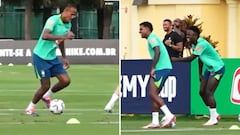 Vinicius ha encontrado una nueva técnica para chutar y en los entrenamientos, le funciona