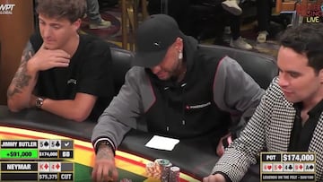 La cara viral de Neymar tras perder un bote de 175.000$ al póker contra Jimmy Butler