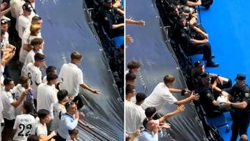 El ‘troleo’ de este Policía Nacional a un joven en la presentación de Mbappé