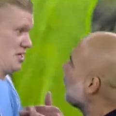 La tensa charla de Guardiola con Haaland tras la victoria del City sin goles del noruego