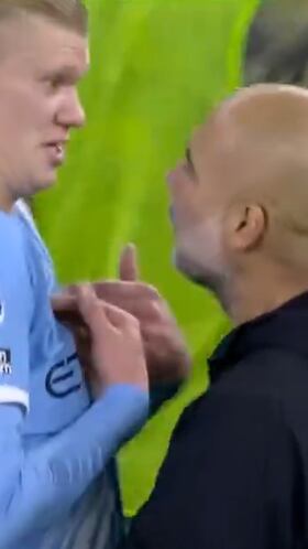 La tensa charla de Guardiola con Haaland tras la victoria del City sin goles del noruego