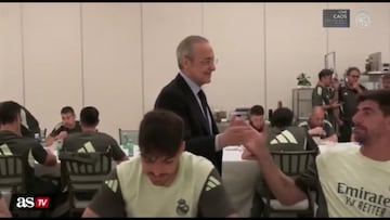 Florentino saluda a la plantilla y todos destacan el gesto con Asencio: vean la secuencia