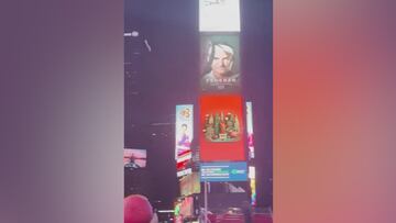 Federer faces his younger self in an epic Times Square tennis showdown!