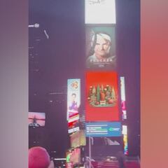 Federer faces his younger self in an epic Times Square tennis showdown!
