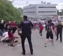 Terrible vídeo antes del Nástic-Málaga: hay un aficionado que se lleva una paliza que da miedo