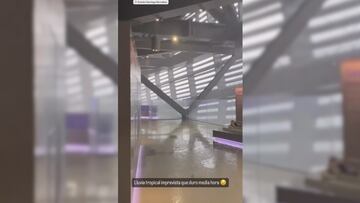 Las impresionantes goteras que inundaron parte del Bernabéu