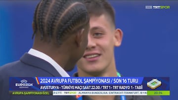 El cariñoso saludo de Alaba y Güler antes del partido que captó la televisión turca: quedaron anonadados