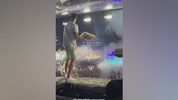 Courtois se sube con una tarta a la mesa del DJ Steve Aoki y lo que sucede ya es viral