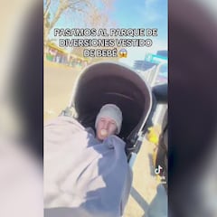 Se cuela en un parque de atracciones haciéndose pasar por un bebé y se vuelve viral