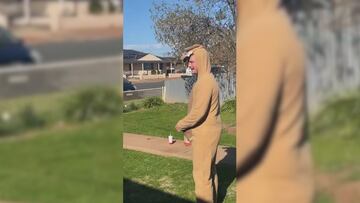Man dressed as kangaroo shares heartwarming moment with joey in Aussie backyard, goes viral