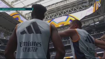 Mbappé's debut at Bernabéu captured with iconic gesture during Real Madrid training