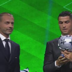 Cristiano Ronaldo celebrates with humor as he receives historic Champions League top goalscorer award