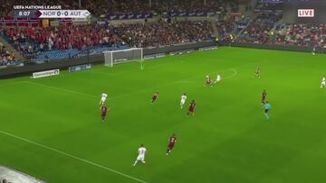 El rojiblanco se relame: jugada antológica de Sorloth en el 1-0 de Noruega