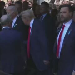 Watch: Trump and Harris shake hands at 9/11 memorial, with Biden caught in the middle